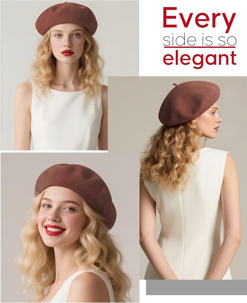 CKYPTFK Beret Hats for Women Holiday Wool French Style-Black/Red Church Hat-Clueless Outfit & Men's Beret - Image 5
